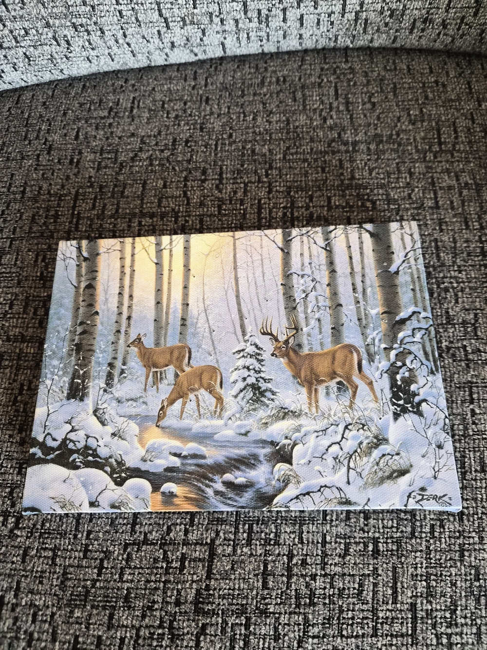 Winter Deer Forest Lighted Canvas Wall Art - Snowy Woodland Scene